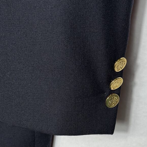 Vintage Botany 500 Gold Button Blazer Jacket 46R Men’s Navy Blue Wool Blend READ - Picture 3 of 12